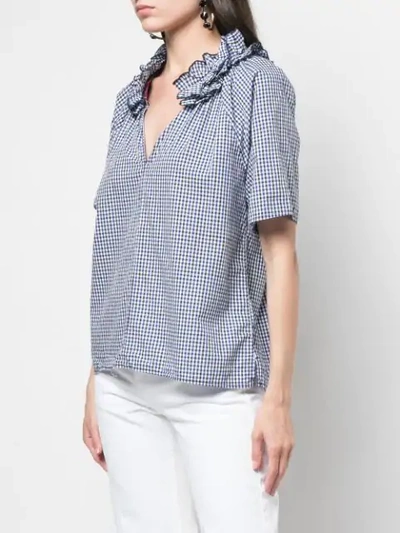 Shop A Shirt Thing Ruffled Neck Blouse In Blue