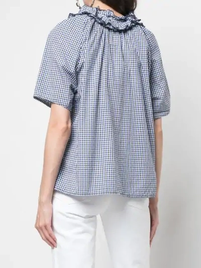 Shop A Shirt Thing Ruffled Neck Blouse In Blue