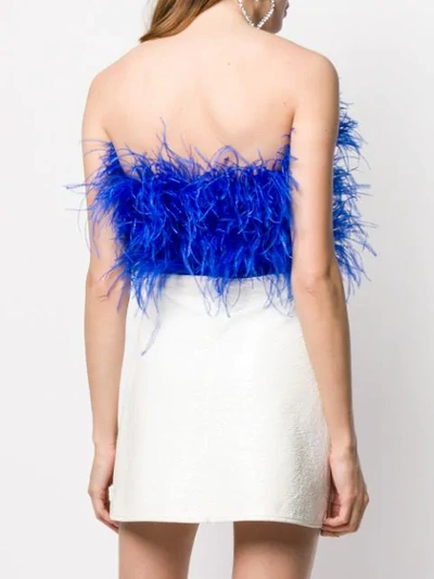 Shop Attico Feathers Strapless Top In Blue