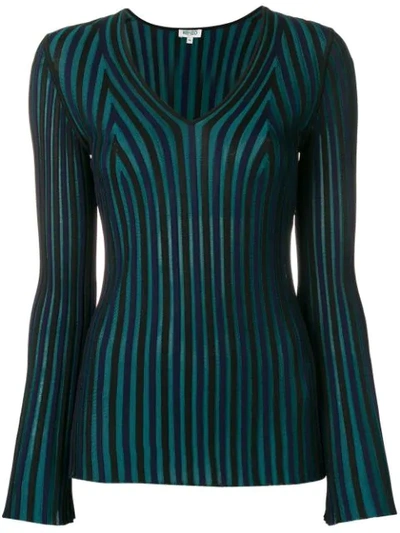 Shop Kenzo Striped Knitted Top In Blue
