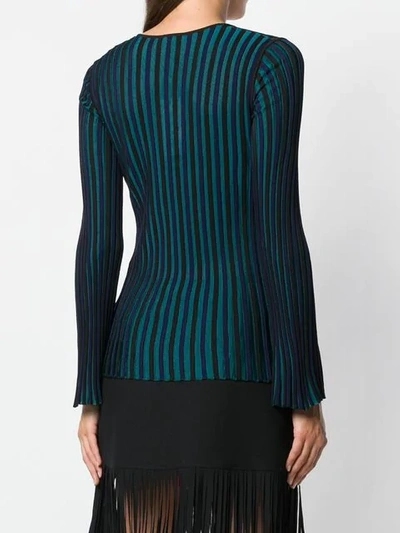 Shop Kenzo Striped Knitted Top In Blue