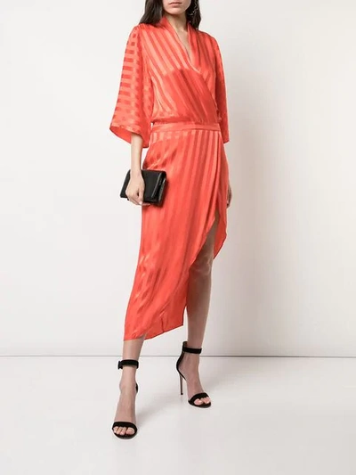 Shop Michelle Mason Kimono Sleeve Dress In Red