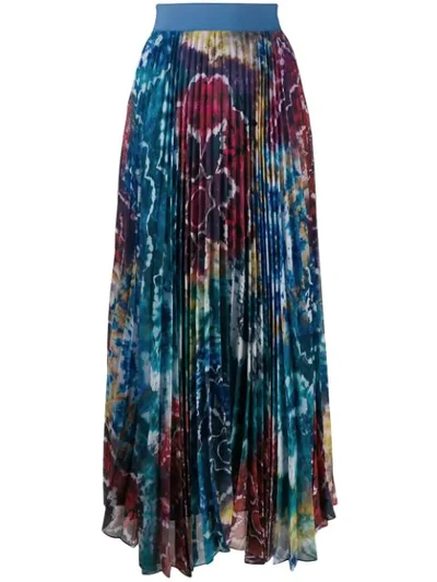 Shop Alice And Olivia Kaleidoscope Pleated Maxi Skirt In Blue