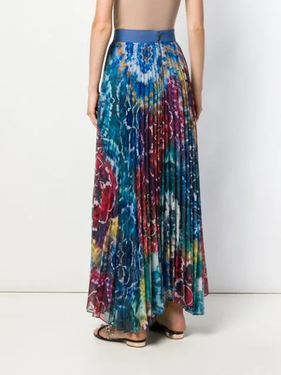 Shop Alice And Olivia Kaleidoscope Pleated Maxi Skirt In Blue