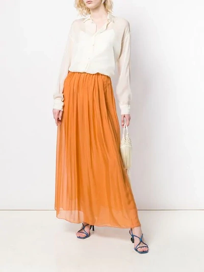 FORTE FORTE PLEATED FRONT SKIRT - 橘色