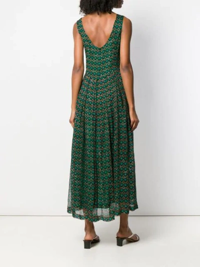 Shop Aspesi Printed Boat Neck Dress In Green