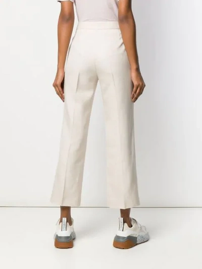 Shop Stella Mccartney Cropped Flared Trousers In Neutrals