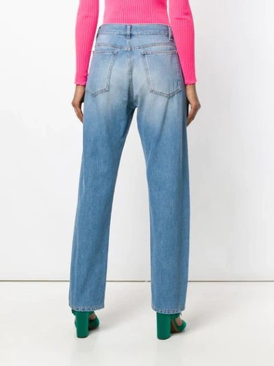 Shop Vivetta Lip Embroidered Jeans In Blue