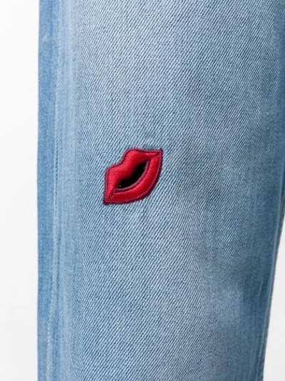 Shop Vivetta Lip Embroidered Jeans In Blue