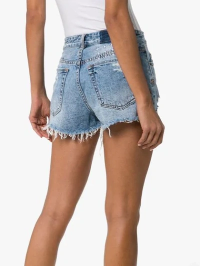 Shop Ksubi Tongue N Cheek Denim Shorts In Blue