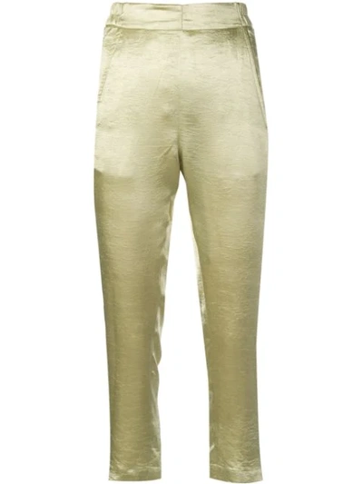 Shop Ann Demeulemeester Cropped Tapered Trousers In Green