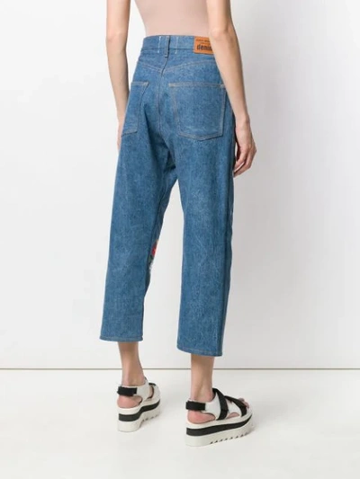 JUNYA WATANABE FLORAL-EMBROIDERED JEANS - 蓝色