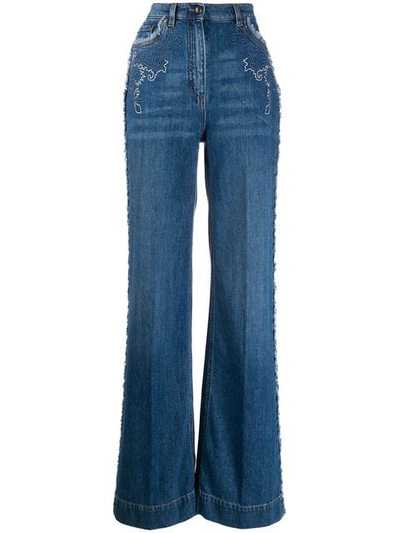 Shop Etro Wide-leg Flared Jeans - Blue