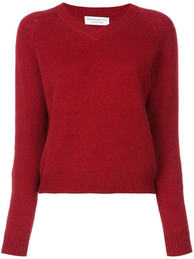 Shop Alexandra Golovanoff Knitted V-neck Sweater In Red