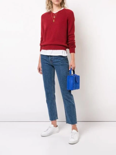 Shop Alexandra Golovanoff Knitted V-neck Sweater In Red