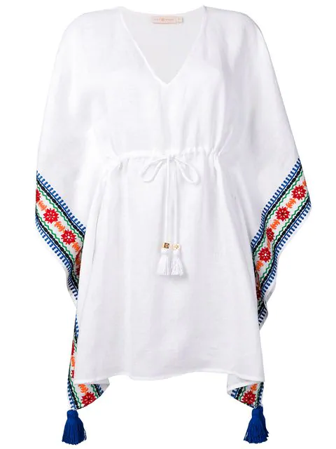 white embroidered beach cover up