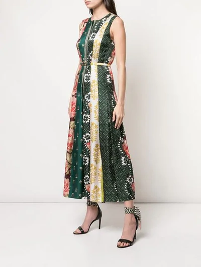 Shop Oscar De La Renta Multi-pattern Satin Dress In Multicolour