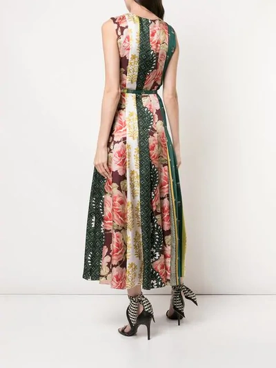 Shop Oscar De La Renta Multi-pattern Satin Dress In Multicolour