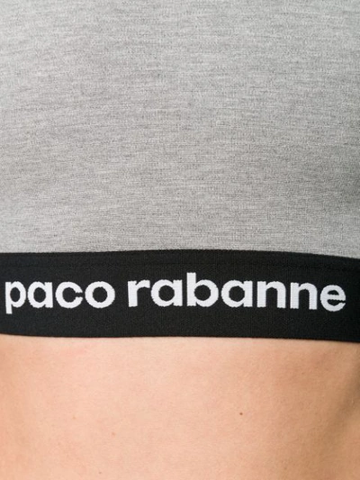 Shop Paco Rabanne Cropped Logo Print T-shirt - Grey