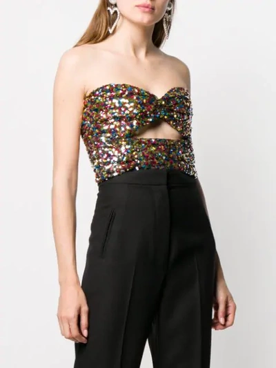 Shop Attico Sequinned Strapless Top In Metallic