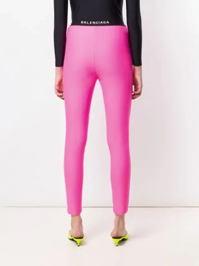 Shop Balenciaga Logo Waistband Leggings In Pink