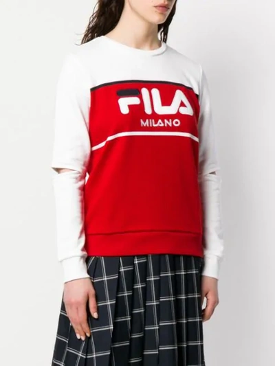 Shop Fila Embroidered Logo Sweatshirt In Red