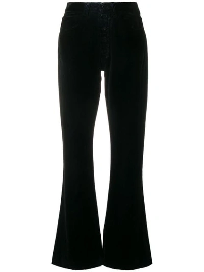 Shop Mm6 Maison Margiela Flared High Waisted Trousers - Black