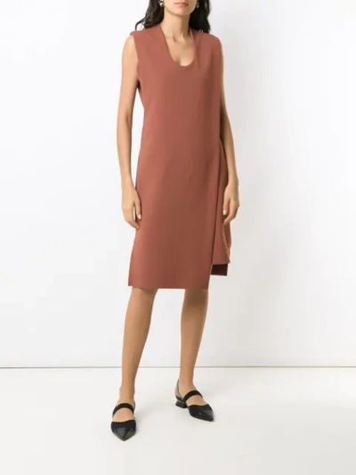 Shop Gloria Coelho Asymmetric Dress In Brown