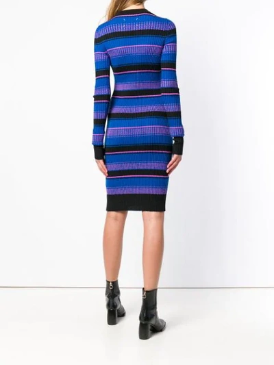 Shop Maison Margiela Striped Midi Dress In Blue