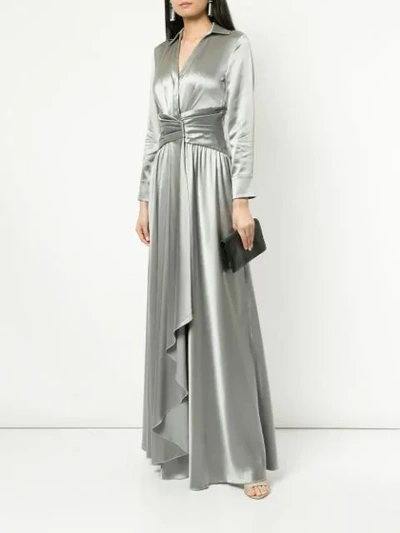 Shop Huishan Zhang Ruched Design Dress In Grey