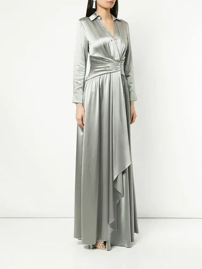 Shop Huishan Zhang Ruched Design Dress In Grey
