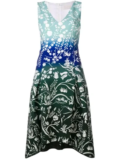 Shop Peter Pilotto Stencil-effect Printed Dress In Blue