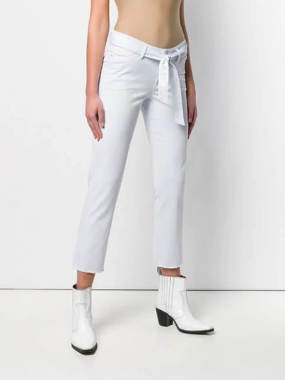 Shop Cambio Belted Cropped Jeans In Blue