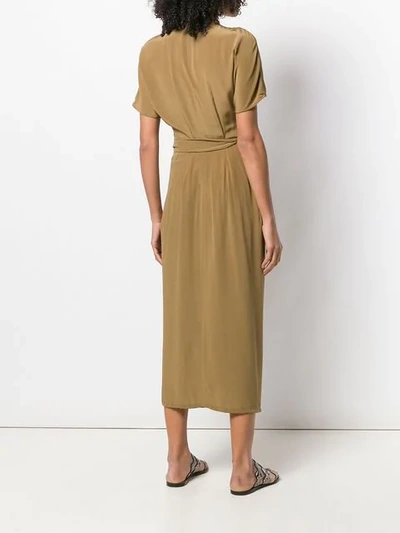 Shop Rick Owens Gathered Detail Wrap Dress In Green