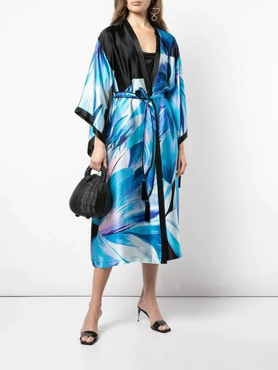 Josie Natori Mantel Mit Print In Blue