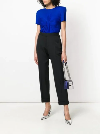 Shop Tom Ford Cropped High Waist Trousers - Black