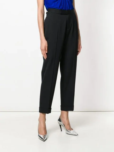 Shop Tom Ford Cropped High Waist Trousers - Black