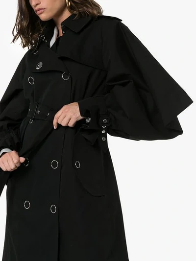 Shop Burberry Gabardine Trench Coat In Black