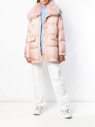 Shop Yves Salomon Oversized Down Jacket In Pink