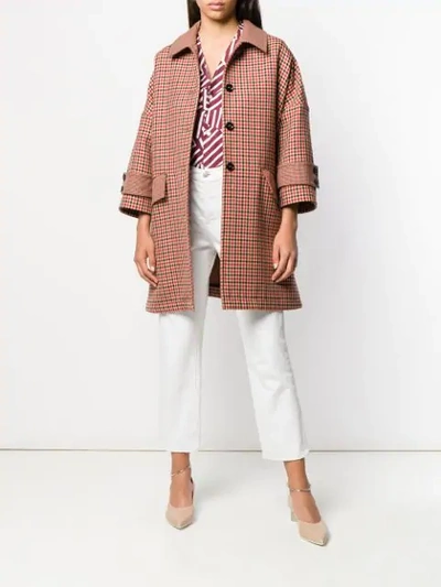 Shop Mackintosh Humbie Shepherd Check Overcoat In Neutrals