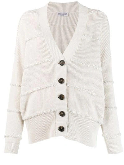 Shop Brunello Cucinelli Sequin Embellished Cardigan In Neutrals