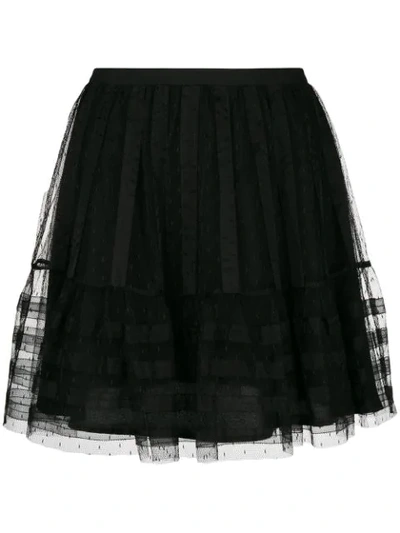 Shop Red Valentino Tulle Pleated Short Skirt - Black