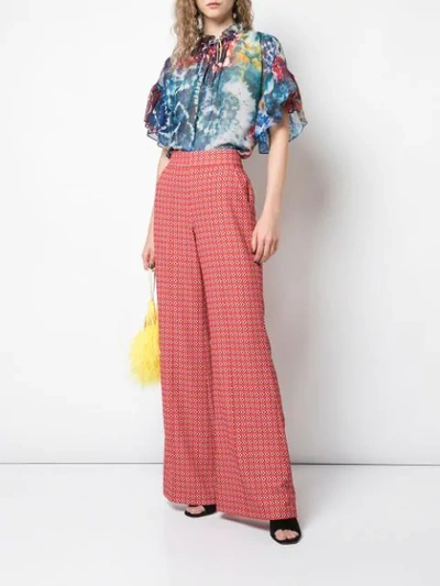 Shop Alice And Olivia Printed Palazzo Trousers In Red