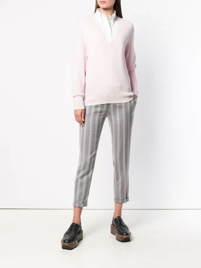 Shop Thom Browne Repp Stripe Skinny In Grey