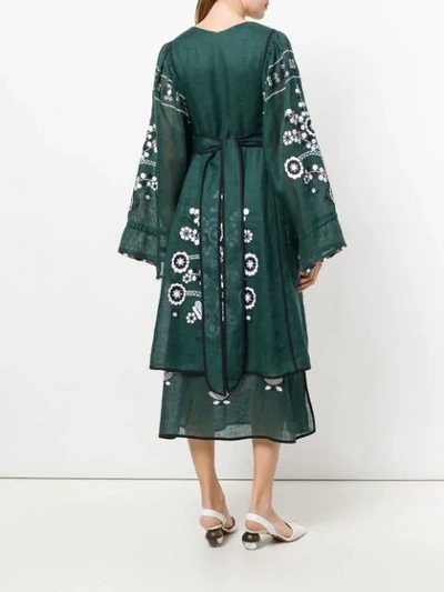 Shop Vita Kin Embroidered Bohemian-style Midi Dress In Green