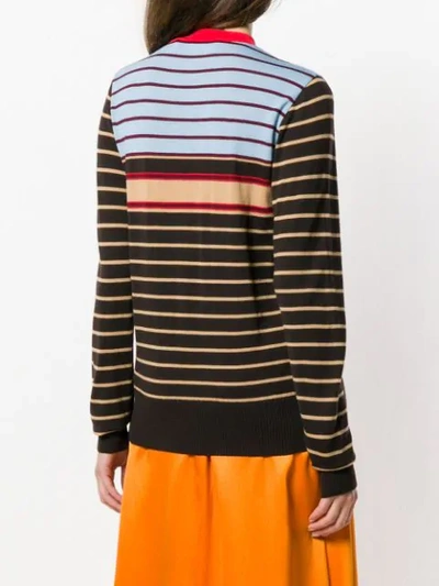 Shop Marni Striped Mock Neck Sweater - Brown