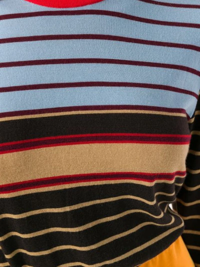 Shop Marni Striped Mock Neck Sweater - Brown