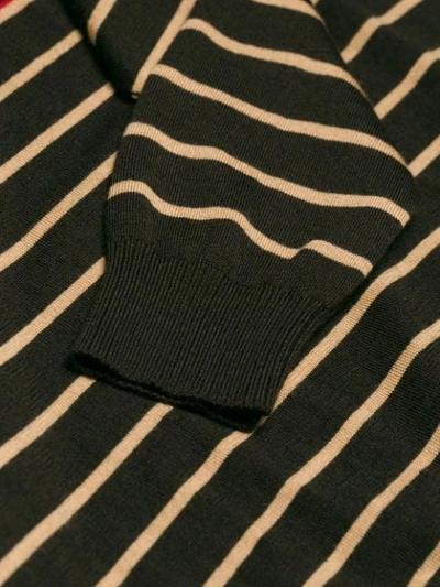 Shop Marni Striped Mock Neck Sweater - Brown