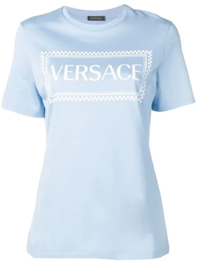 Shop Versace 90s Vintage Logo T-shirt In Blue