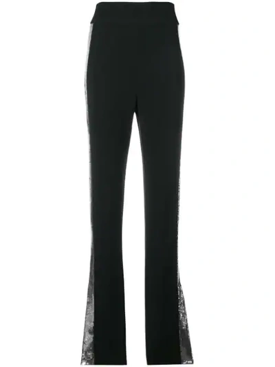 Shop David Koma Contrast Sequin Side Trousers In Black